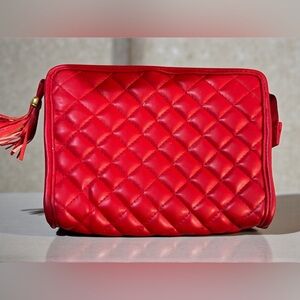 WALBORG Vintage Red Quilted Clutch.